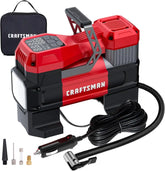CRAFTSMAN Portable 12V Tire Inflator with Digital Gauge & Auto Shut-Off | 150 PSI Air Compressor with LED Light and 12V DC Car Plug Compact Air Pump for Car Tires, Bikes & Sports Equipment