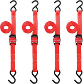 CRAFTSMAN 1" x 10' x 900 lbs Light-Duty Cam Buckle Tie-Down Straps, 4-Pack | 900 lbs Break Strength, XL Padded Grip Release Lever, Weather‑Resistant, Coated S‑Hooks, Easy to Use for Lightweight Cargo