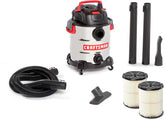 CRAFTSMAN CMXEVBE17155 10 Gallon 6.0 Peak HP Stainless Steel Wet Dry Vac, Portable Shop Vacuum Wet and Dry with 2 Filters, Hose and Attachments for Home and Garage Use