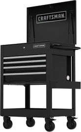 CRAFTSMAN Rolling Tool Box with Drawers, Tool Cart on Wheels with Power Outlets and USB Port, Protective Liner, Steel Rolling Cart Locking Storage Cabinet, 22 Inch Deep 4 Drawers, Black (CMST98276BK)