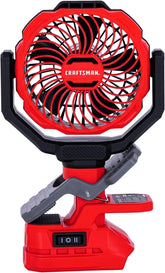 CRAFTSMAN Portable Clip On Fan, 4" Cordless Small Desk Fan Battery Powered, Lightweight Clamp Fan, 2 Speeds 300° Pivot & 270° Tilt, 200 CFM, CMXEFXA520402(Tool Only)