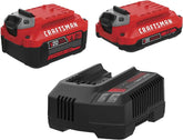 CRAFTSMAN 20V Battery and Charger Set, 2Ah and 4Ah Lithium Ion Batteries and Charger Kit (CMCB204-CKVA)