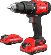 CRAFTSMAN 20V MAX 1/2 Cordless Hammer Drill, Includes 2 Batteries (2 Ah), Charger and Double Ended Bit, Longer Runtime Power Hammer Drill with LED Light (CMCD712D2)
