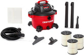 CRAFTSMAN CMXEVBE17594 12 Gallon 6.0 Peak HP Wet Dry Vac, Portable Shop Vacuum Wet and Dry with 3 Filters, Dust Bag, Hose and Attachments for Home Projects & Renovations