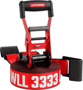 CRAFTSMAN 2" x 27' x 10,000 lbs Ratchet Strap with Flat Hooks, 1‑Pack | 10,000 lbs Break Strength, Wide‑Grip Ergonomic Handle, WSTDA Weather‑Resistant Straps, Flat Hooks for Industrial Cargo