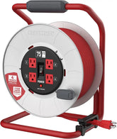 CRAFTSMAN 75 Ft. Contractor Retractable Cord Reel, 4 Grounded Outlets | 12 AWG SJTW cable, steel drum, CSA certified, ideal for job sites
