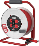 CRAFTSMAN 100 Ft. Contractor Retractable Cord Reel, 4 Outlets | 12 AWG SJTW cable, heavy-duty build, ideal for job sites and workshops