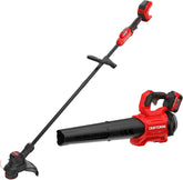 CRAFTSMAN V20* BRUSHLESS RP Outdoor Combo Kit, Cordless String Trimmer & Blower, 5.0 Ah Battery and Charger Included, Compact Weedwacker with 13 In Cutting Deck, 410 CFM and 110 MPH Blower (CMCK497P1)