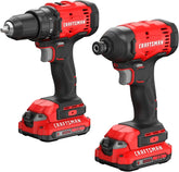 CRAFTSMAN V20 Cordless Drill Driver and Impact Driver, 2 x 2Ah Lithium Ion Battery and Charger, Two Power Tools, 1700 RPM 1/2 In. Electric Drill, 1800 Torque 1/4 Impact Screwdriver (CMCK201D2)