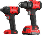 CRAFTSMAN V20 Cordless Drill Set and Impact Driver, Includes 2Ah Battery and Charger, Power Tool Set with 1700 RPM 1/2 In. Power Drill, 1800 Torque 1/4 In. Impact Screwdriver, LED (CMCK201D1)