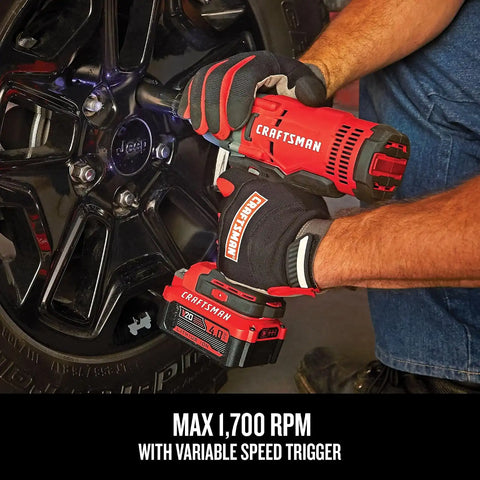 CRAFTSMAN V20 RP 1/2 inch Cordless Impact Wrench Kit, Brushless, 4Ah Battery and Charger Included (CMCF900M1)