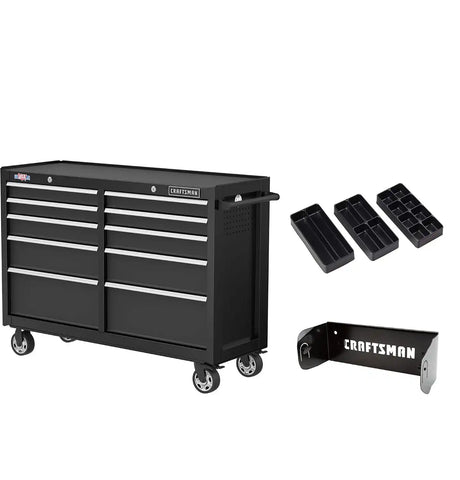 CRAFTSMAN S2000 52" Tool Chest, 10-Drawer Rolling Tool Storage Cabinet with Tray and Holder, Black (CMST352102BK)