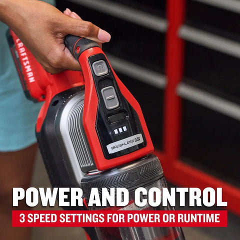CRAFTSMAN V20 Stick Vacuum Cordless Rechargeable,3 Speed, Lightweight, Powerful Suction, Brushless, Extended Runtime, Battery and Charger Included (CMCVS501M1)