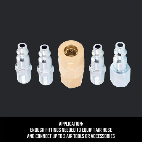 CRAFTSMAN 5-pc NPT Coupler/Plug Kit, Industrial Quick Connect, Steel and Brass, 1/4-in NPT Threads