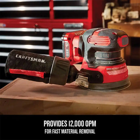 CRAFTSMAN V20 Orbital Sander, Cordless, 12,000 OPM, Bare Tool Only (CMCW220B)