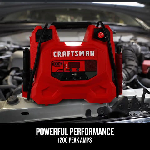 CRAFTSMAN 1000A Car Battery Jump Starter and Portable Power Station, 3-in-1 Solution, 12V DC and 2.4A USB Charging, for 12V Automotive, Marine, and Power Sport Batteries, CMXCESM281