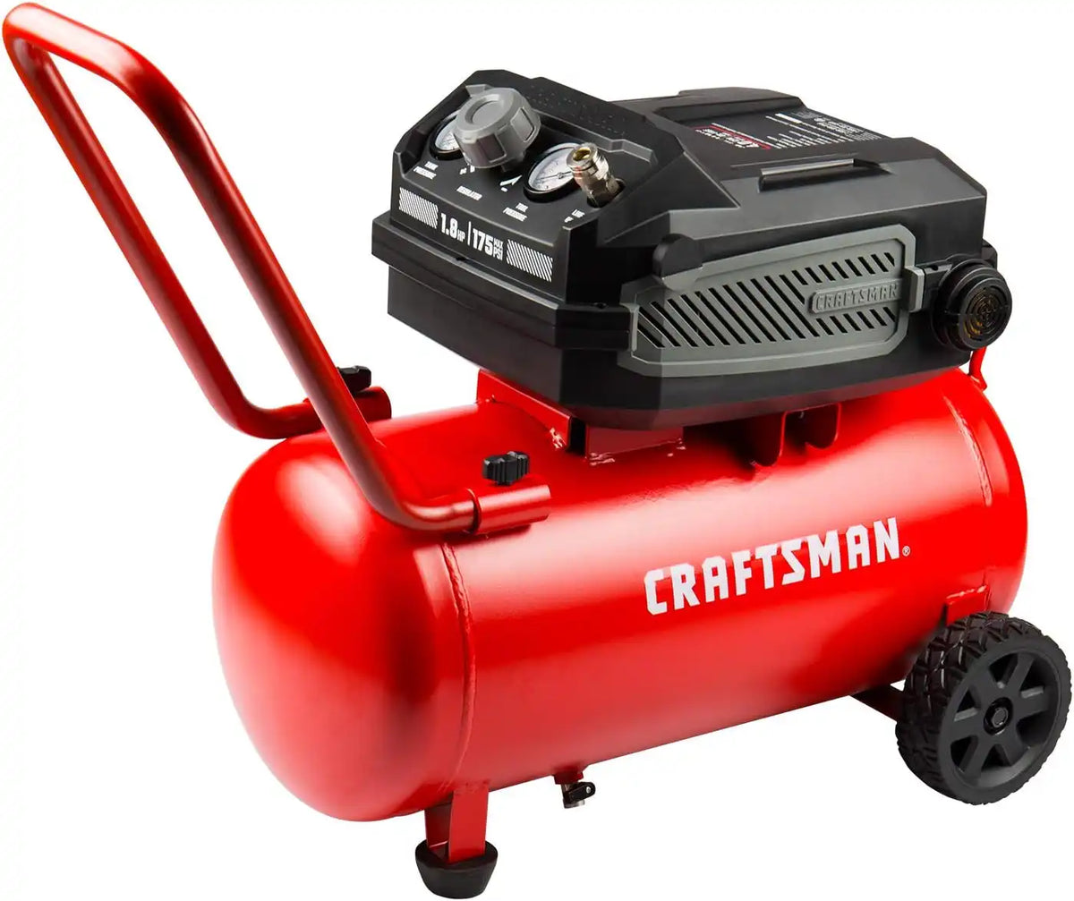 Craftsman 10-Gallon Air Compressor, 1.8 HP, Max 175 PSI, 4.0 CFM @ 90PSI, 5.0 CFM@40PSI, Oil-Free, Quiet Shop Air Compressor with Wheels for Spraying Pneumatic Tool, Model: CMXECXA0201041