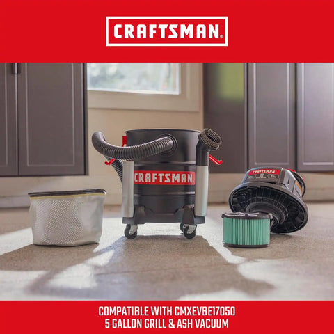 CRAFTSMAN CMXZVBE38810 Genuine 5 Gal. Grill & Ash Vacuum Drum Filter | For Cold Ash, Dry Only Micro Cloth Filter, fits 5 Gallon CRAFTSMAN Ash Vac, CMXEVBE17050