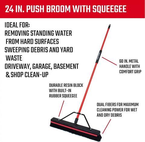 Craftsman 3-Piece Winter Clean Up Set with Scoop, Scraper & Squeegee Push Broom for Moving Snow & Slush, Scraping Ice Outdoors