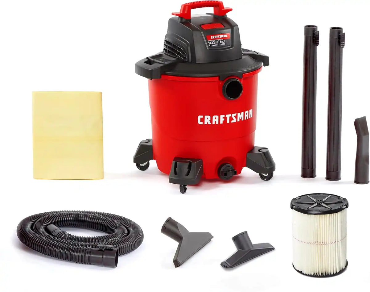 CRAFTSMAN CMXEVBE17590 9 Gallon 4.25 Peak HP Wet Dry Shop Vacuum | General Purpose Wet and Dry Vac with Filter, Dust Bag, Hose and Attachments for Home, Garage and Automotive Cleaning