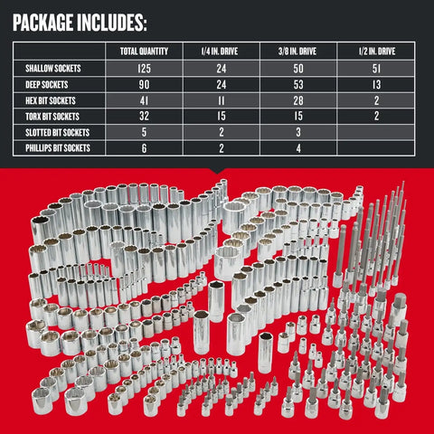 CRAFTSMAN 299-Piece Socket Set, Includes Deep, Shallow Sockets, Hex, Torx, Slotted, Phillips Bits