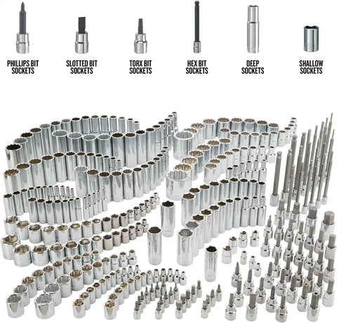 CRAFTSMAN 299-Piece Socket Set, Includes Deep, Shallow Sockets, Hex, Torx, Slotted, Phillips Bits