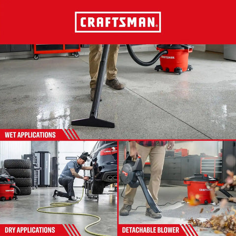 CRAFTSMAN CMXEVBE17607 16 Gallon 6.5 Peak HP Wet Dry Blower Vacuum Bundle