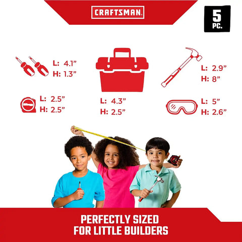 Tool Box+Set 4-5 pcs PH Mini Screwdriver, Flat Mini Screwdriver, Tape Measure, Safety Goggles, Toolbox
