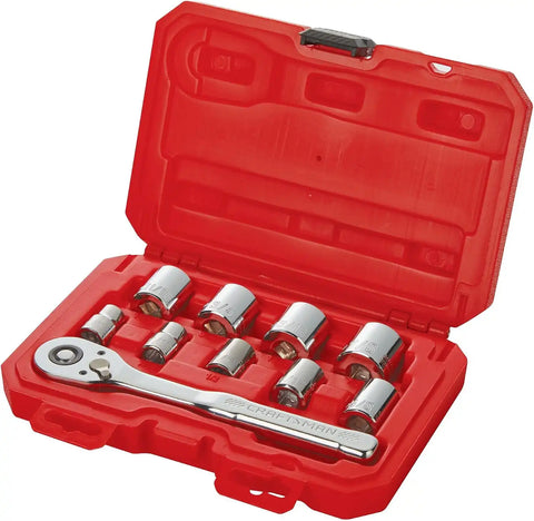CRAFTSMAN 10 Pc Mechanics Tool Set with 90-tooth Low Profile Ratchet, SAE, 3/8 Inch Drive (CMMT34563)