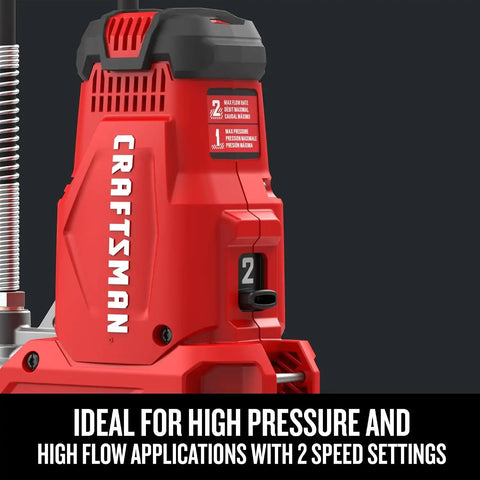 CRAFTSMAN V20 Grease Gun Kit, Electric Grease Gun Cordless, 40" Hose, 10,000 Max PSI, LED Light, Battery and Charger Included (CMCGG001D1)
