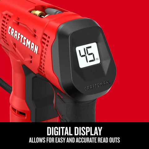 CRAFTSMAN V20 Air Compressor Portable, Cordless Tire Inflator, Up To 150 PSI Tire Pump, with Digital Pressure Gauge, Tool Only (CMCE521B)