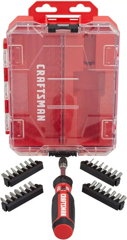 CRAFTSMAN Torque Screwdriver Set with Storage, 1" Phillips, Slotted, Hex, Torx and Square Screwdriving Bits, 29 Piece (CMHT68130)
