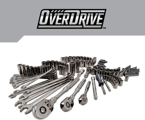 CRAFTSMAN OVERDRIVE 154-Piece Gunmetal Chrome Mechanics Tool Set, Standard SAE/Metric Socket Set, with Hard Case (CMMT99154L)