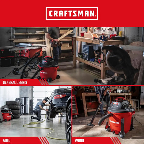 CRAFTSMAN CMXZVBE38749 Genuine 16-20 Gal. Wet Dry Vac Dust Collection Bags | For General Debris, Fits Most 16 and 20 Gallon CRAFTSMAN Shop Vacuums, Collects Dry Only Debris, Reduces Cleanup Time, 3-Pack