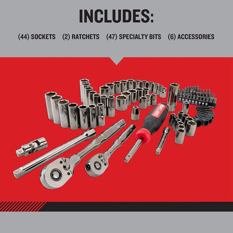 CRAFTSMAN OVERDRIVE 99-Piece Gunmetal Chrome Mechanics Tool Set, Standard SAE/Metric Socket Set, with Hard Case (CMMT99099)