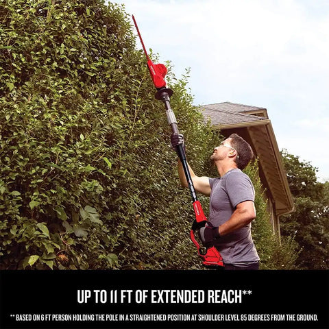 CRAFTSMAN V20 Pole Hedge Trimmer Cordless, 18-Inch, Battery and Charger Included Hedge Trimmer with Extension Pole, Up to 11 Ft Extended Reach (CMCPHT818D1)