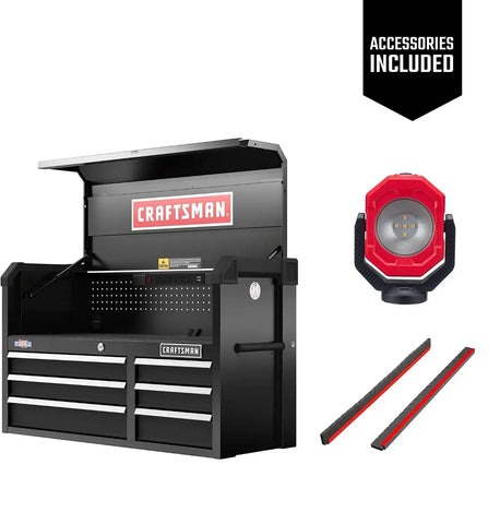 CRAFTSMAN S2000 41IN 6-DRAWER CHEST W/LIGHT & DIVIDE (CMST34162BK)