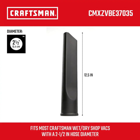 CRAFTSMAN CMXZVBE37035 2-1/2 in. Crevice Tool Wet Dry Vac Attachment | Industrial-Grade Shop Vacuum Accessory for Cleaning Tight Spaces, Fits 2-1/2 in. Hose Diameter