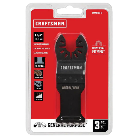 CRAFTSMAN Bi-Metal Oscillating Tool Blade for Wood and Metal, 1 1/4 Inch, 3 Pack (CMAO103-3)
