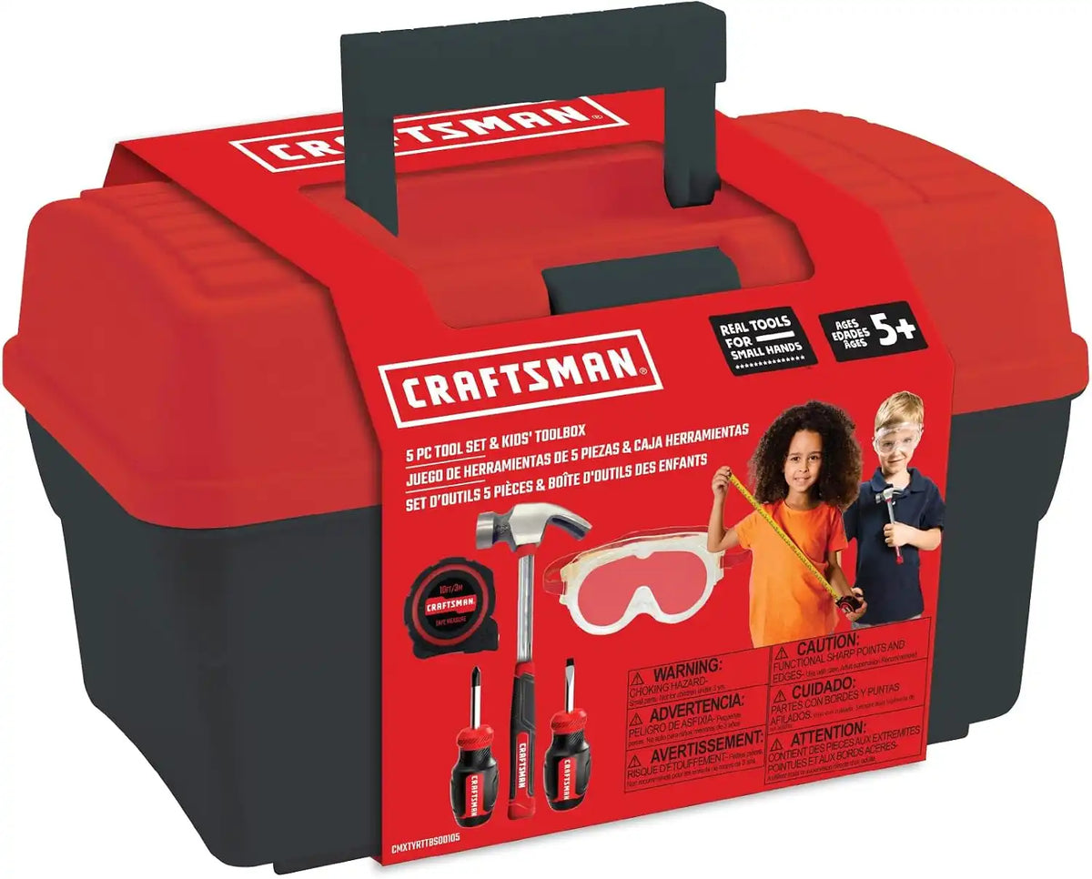 Tool Box+Set 4-5 pcs PH Mini Screwdriver, Flat Mini Screwdriver, Tape Measure, Safety Goggles, Toolbox