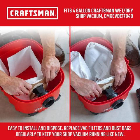 CRAFTSMAN CMXZVBE43271 Genuine 4 Gal. Wet Dry Vacuum Dust Collection Bags