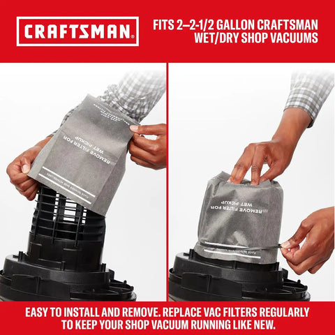 CRAFTSMAN CMXEVBE17250 2.5 Gallon 2.5 Peak HP Wet Dry Shop Vacuum Bundle | Portable Wet and Dry Vac with 4 Filter Bags, Retaining Band, Hose and Attachments for Cleaning in the Home