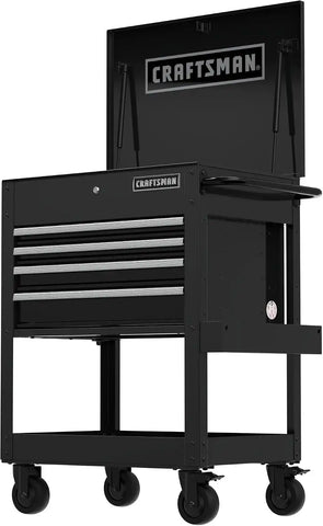 CRAFTSMAN Rolling Tool Box with Drawers, Tool Cart on Wheels with Power Outlets and USB Port, Protective Liner, Steel Rolling Cart Locking Storage Cabinet, 22 Inch Deep 4 Drawers, Black (CMST98276BK)