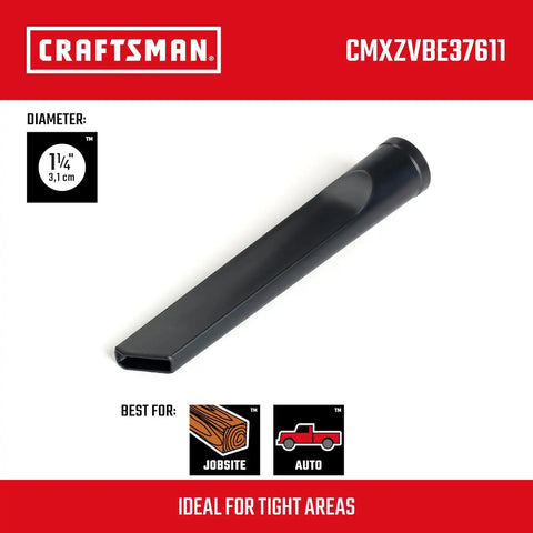CRAFTSMAN CMXZVBE38611 1-1/4 in. Crevice Tool Wet Dry Vac Attachment | Industrial-Grade Shop Vacuum Accessory for Cleaning Tight Spaces, Fits 1-1/4 in. Hose Diameter