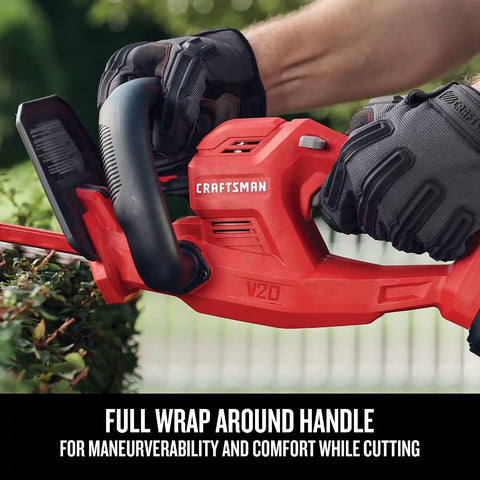 CRAFTSMAN V20 Cordless Hedge Trimmer with Battery and Charger Included, 20 in. Blade, Rechargeable Bush Trimmer Cordless, Lightweight (CMCHT810C1)