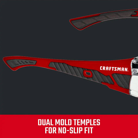 Craftsman 200, Safety Glass, Comfort Fit - Clear, Red Frame