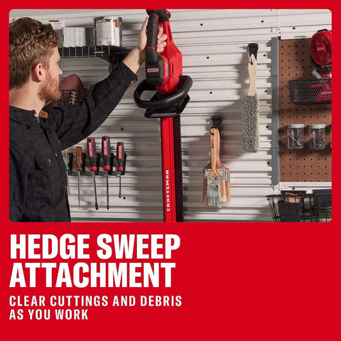 CRAFTSMAN V20 22 in. Hedge Trimmer Cordless with 2Ah Battery and Charger, Lightweight Brushless RP Bush Trimmer with Hedge Sweep Attachment, Longer Runtime, Up to 2X More Power (CMCHT830D1)