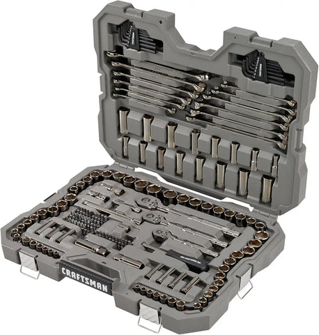 CRAFTSMAN OVERDRIVE 154-Piece Gunmetal Chrome Mechanics Tool Set, Standard SAE/Metric Socket Set, with Hard Case (CMMT99154L)