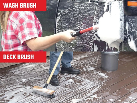 CRAFTSMAN CMXMKIT0100 2-Piece Long Handle Wash Brush Set with 10 in. All-Surface Wash Brush and 12 in. Scrubbing Deck Brush