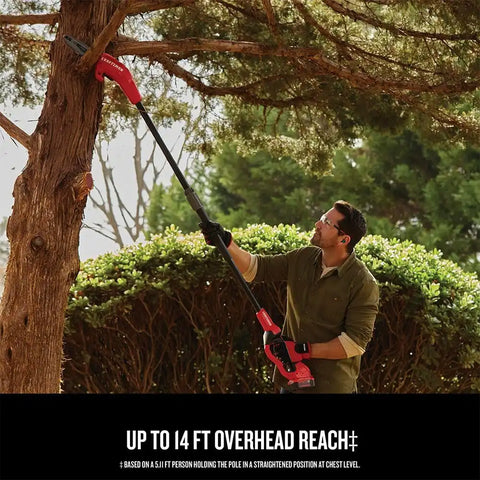 CRAFTSMAN V20 Cordless Pole Saw, 14-Foot, Battery and Charger Included, Pole Saws for Tree Trimming, Up to 325 Cuts per Charge, 4.0Ah, Electric Tree Trimmer (CMCCSP20M1)